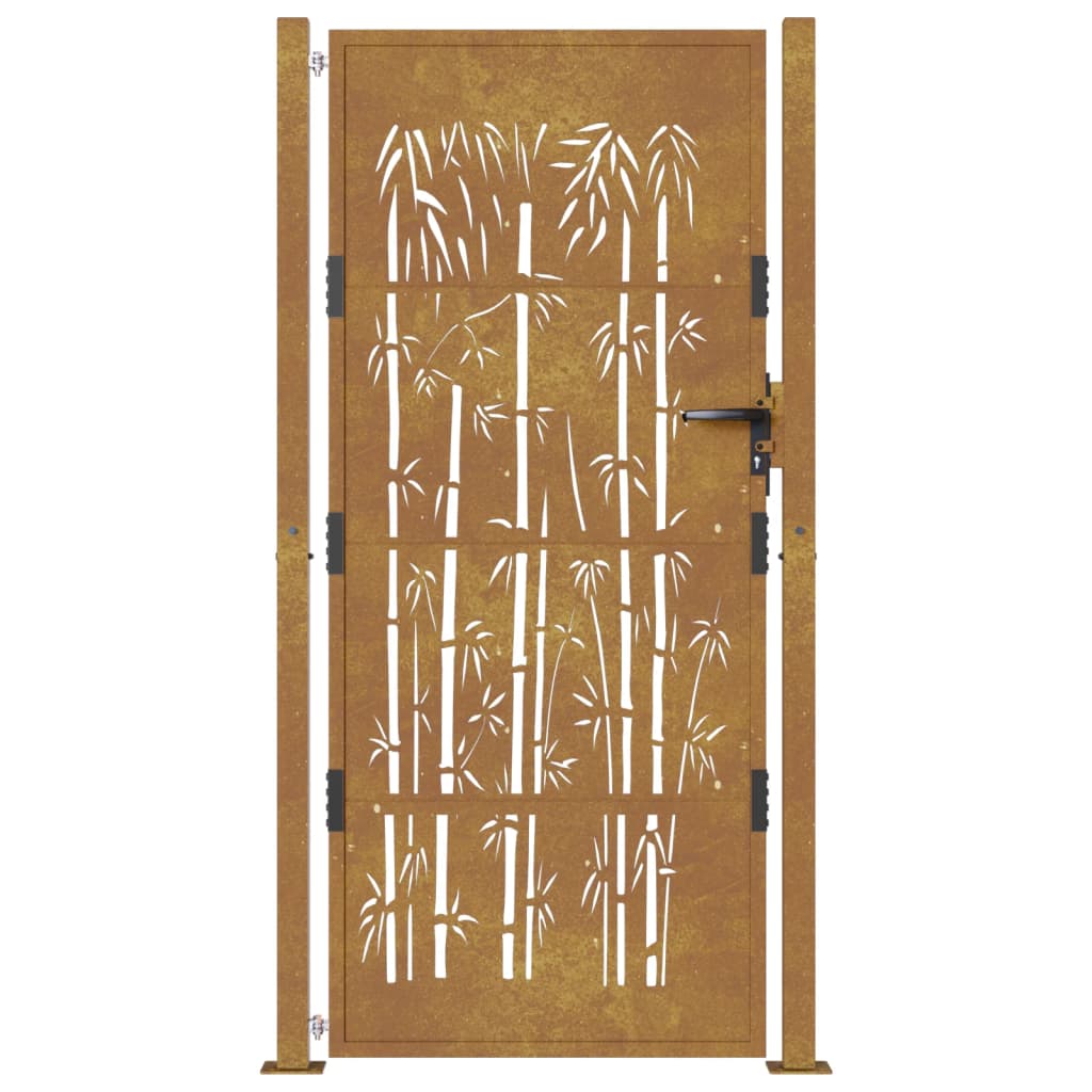 Cancello da Giardino 105x180 cm in Acciaio Corten Design Bambù