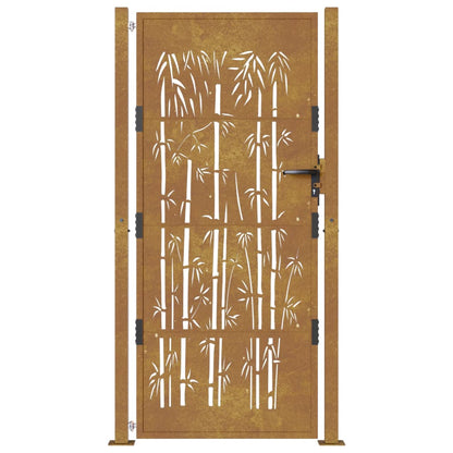 Cancello da Giardino 105x180 cm in Acciaio Corten Design Bambù