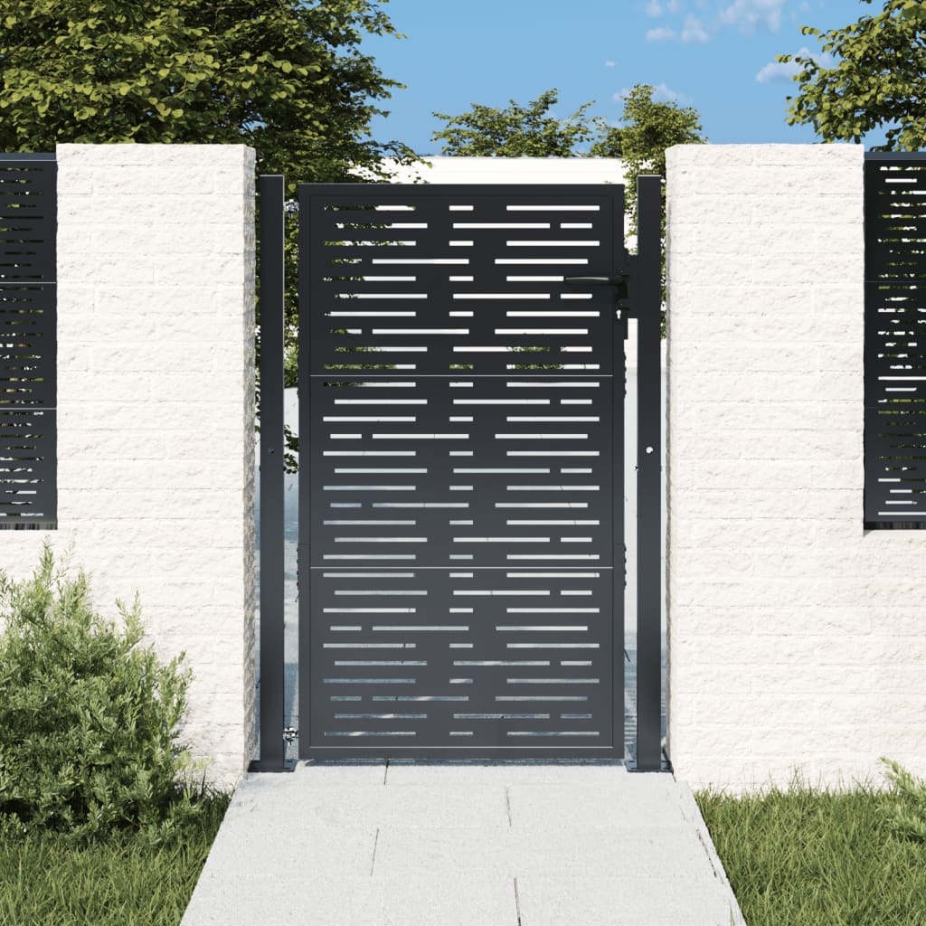 Cancello Giardino Antracite 105x155 cm Acciaio Design Quadrato