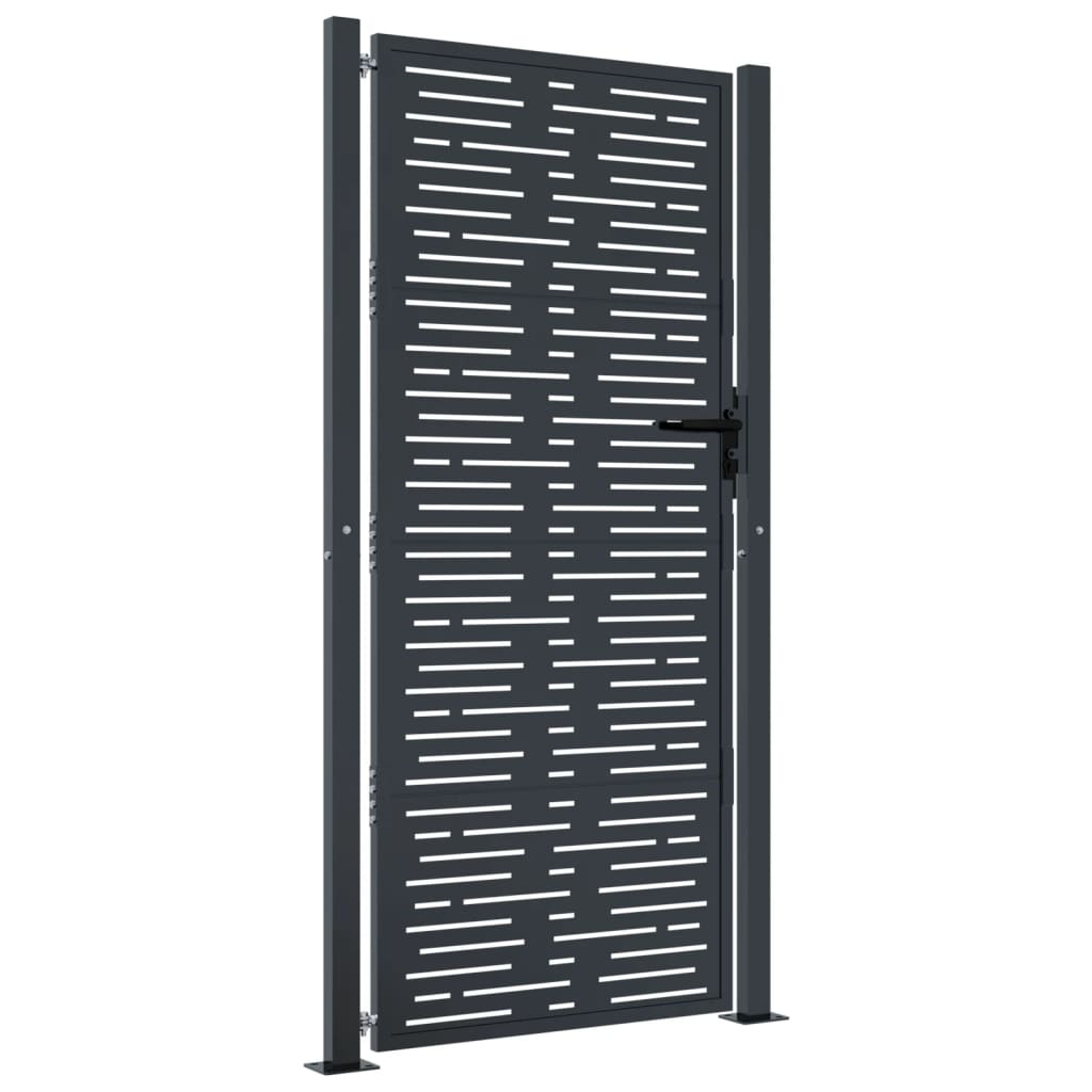 Cancello Giardino Antracite 105x180 cm Acciaio Design Quadrato