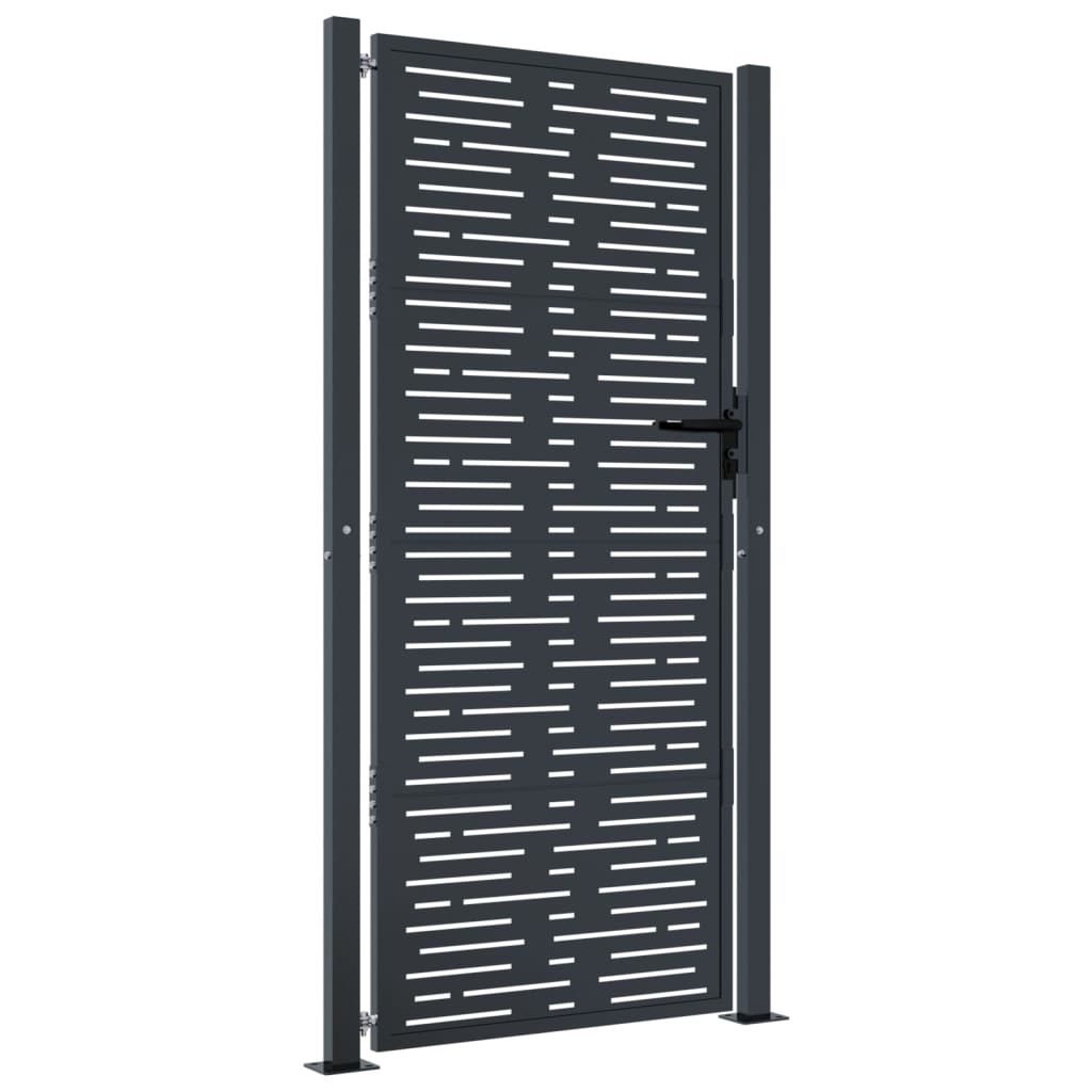 Cancello Giardino Antracite 105x205 cm Acciaio Design Quadrato