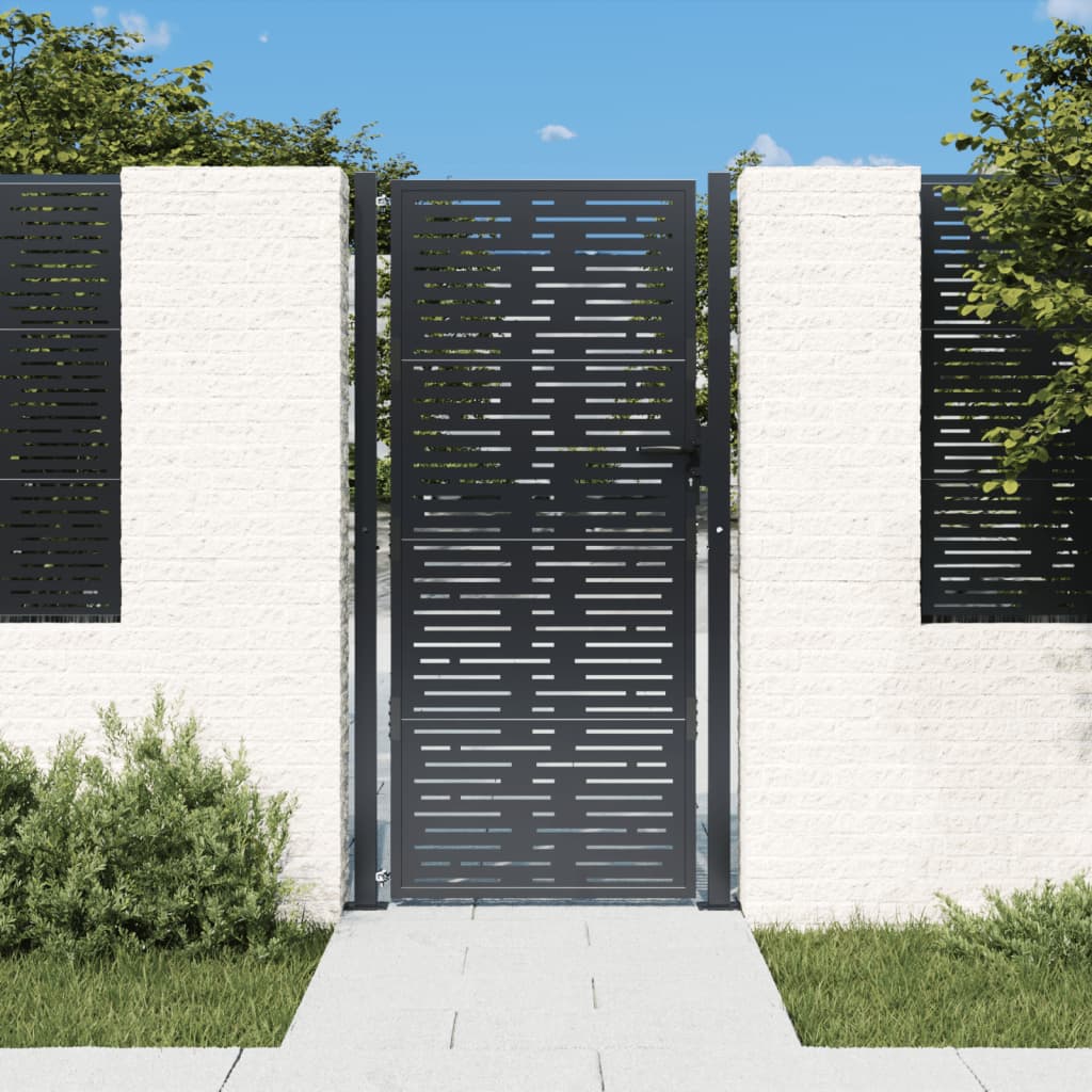 Cancello Giardino Antracite 105x205 cm Acciaio Design Quadrato