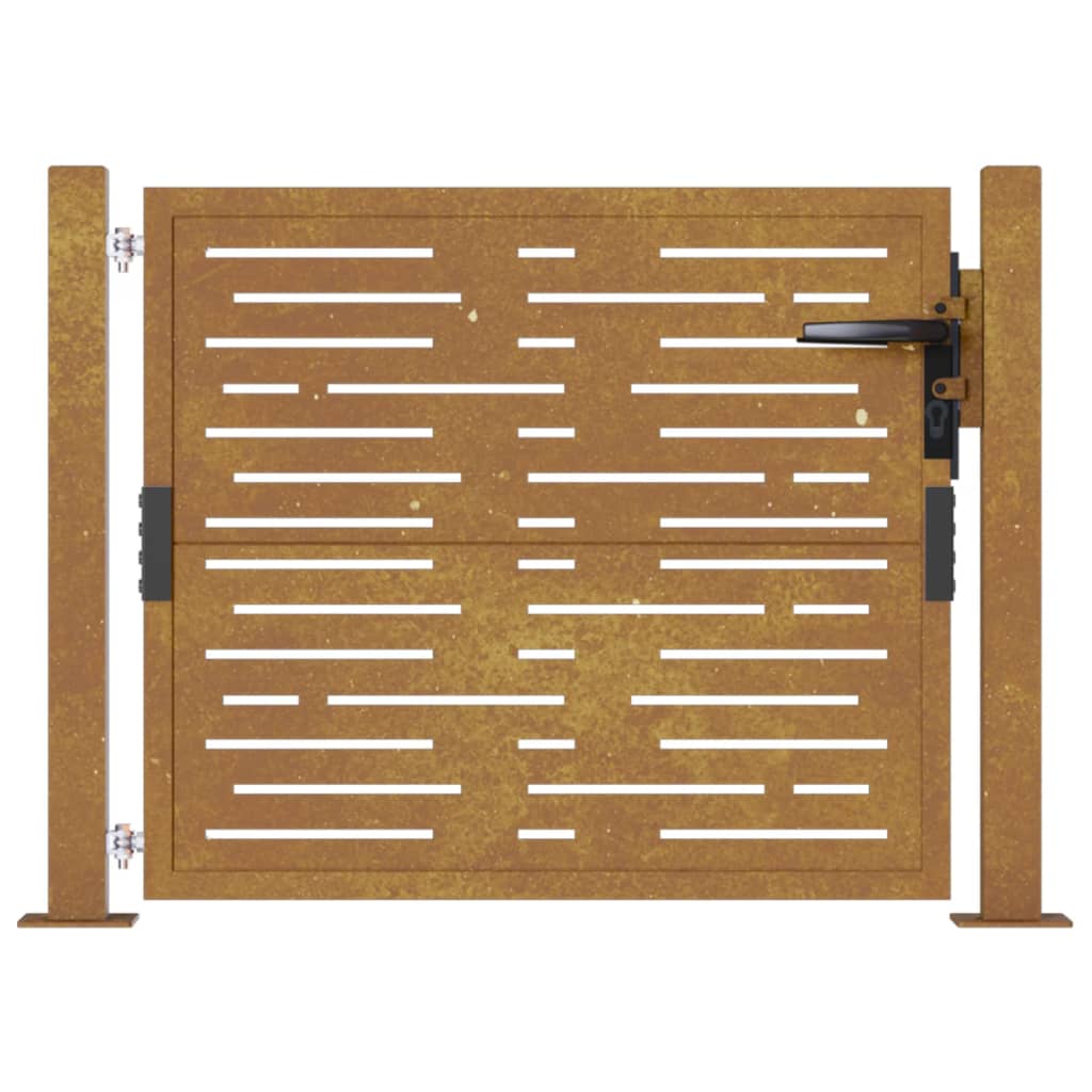 Cancello da Giardino 105x80m in Acciaio Corten Design Quadrato