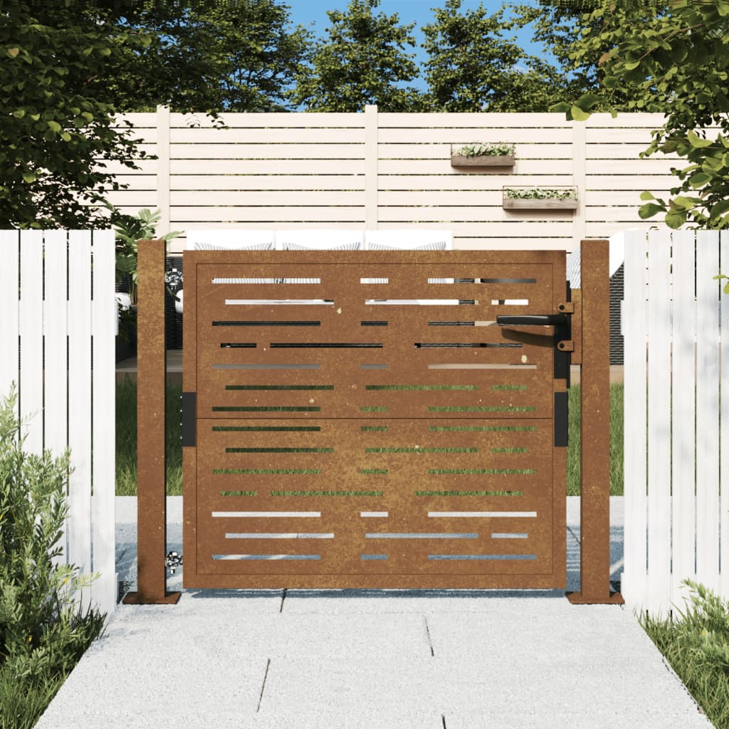 Cancello da Giardino 105x80m in Acciaio Corten Design Quadrato