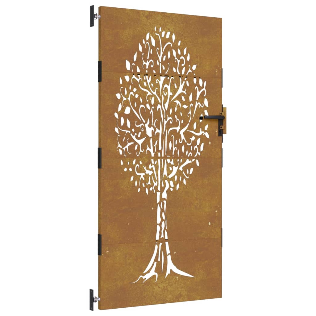 Cancello da Giardino 85x175 cm in Acciaio Corten Design Albero