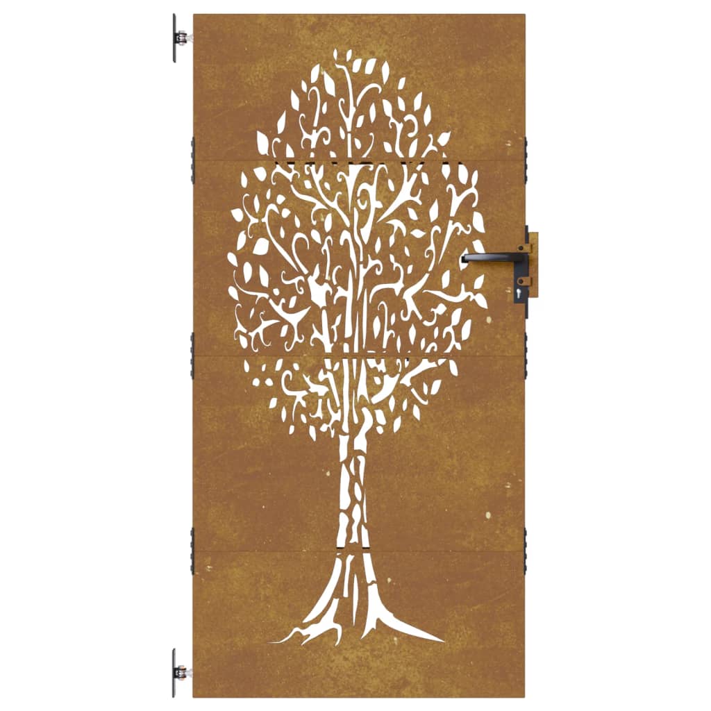 Cancello da Giardino 85x175 cm in Acciaio Corten Design Albero
