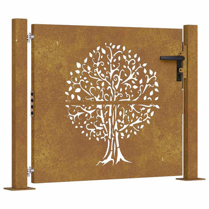 Cancello da giardino 100x100 cm in acciaio Corten con design ad albero
