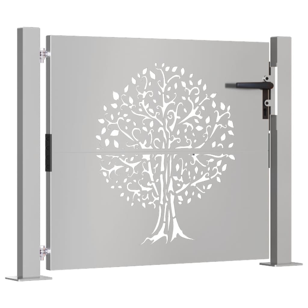 Cancello da Giardino 105x105 cm in Acciaio Corten Design Albero