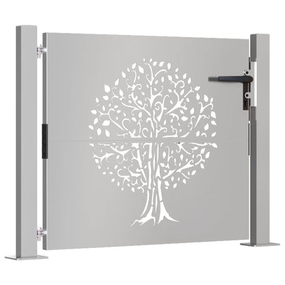Cancello da Giardino 105x105 cm in Acciaio Corten Design Albero