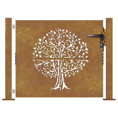 Cancello da Giardino 105x105 cm in Acciaio Corten Design Albero