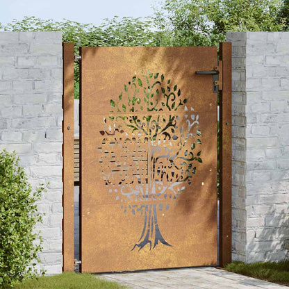 Cancello da giardino 100x125 cm in acciaio Corten con design ad albero