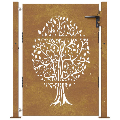 Cancello da Giardino 105x130 cm in Acciaio Corten Design Albero