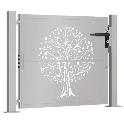 Cancello da giardino 100x125 cm in acciaio Corten con design ad albero