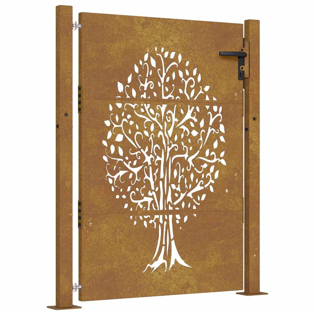 Cancello da giardino 100x150 cm in acciaio Corten con design ad albero