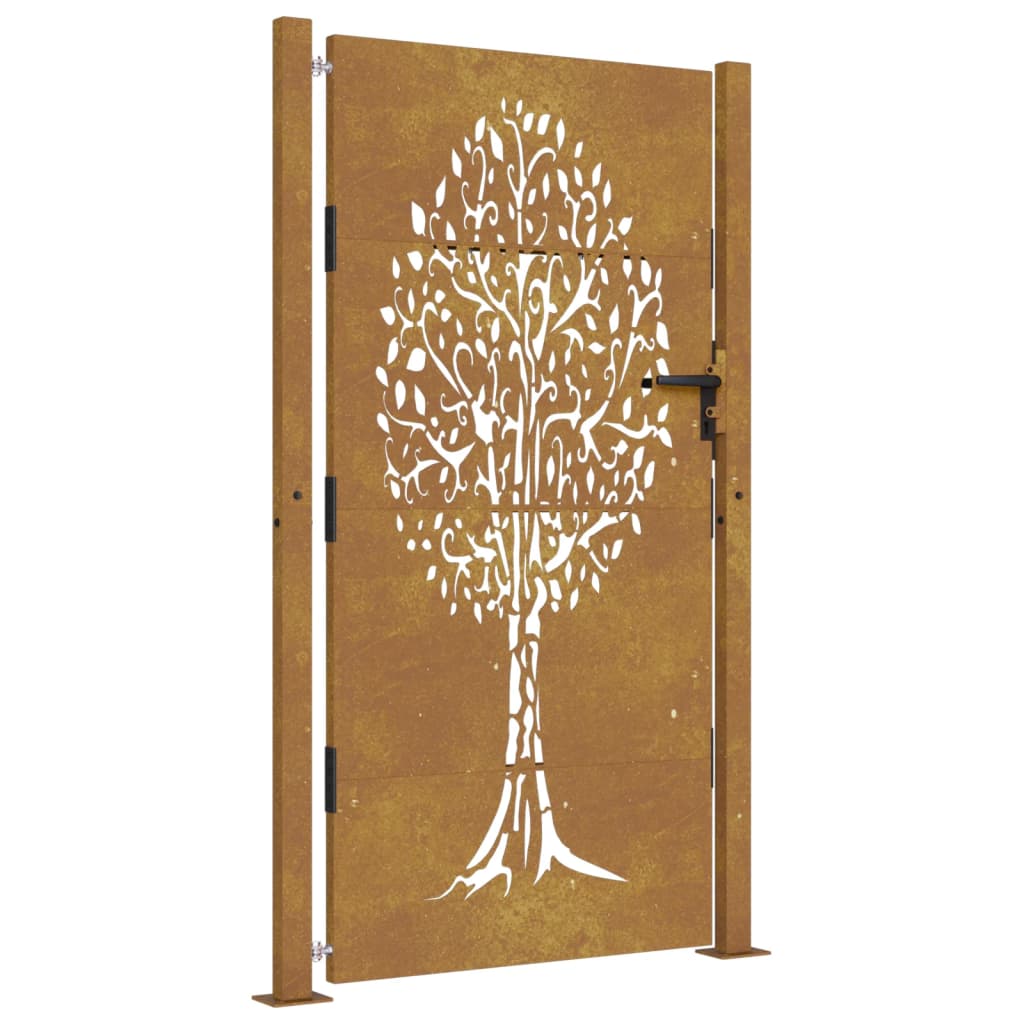 Cancello da Giardino 105x180 cm in Acciaio Corten Design Albero