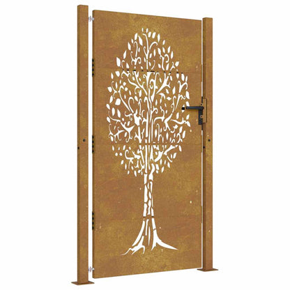 Cancello da giardino 100x175 cm in acciaio Corten con design ad albero