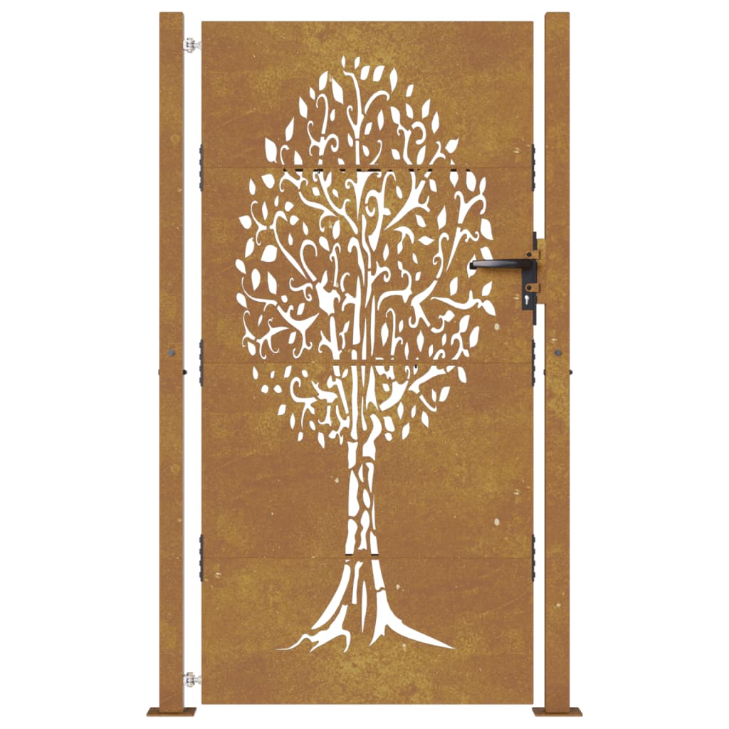 Cancello da Giardino 105x180 cm in Acciaio Corten Design Albero
