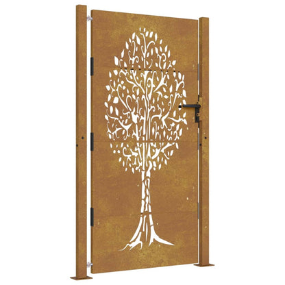 Cancello da Giardino 105x205 cm in Acciaio Corten Design Albero