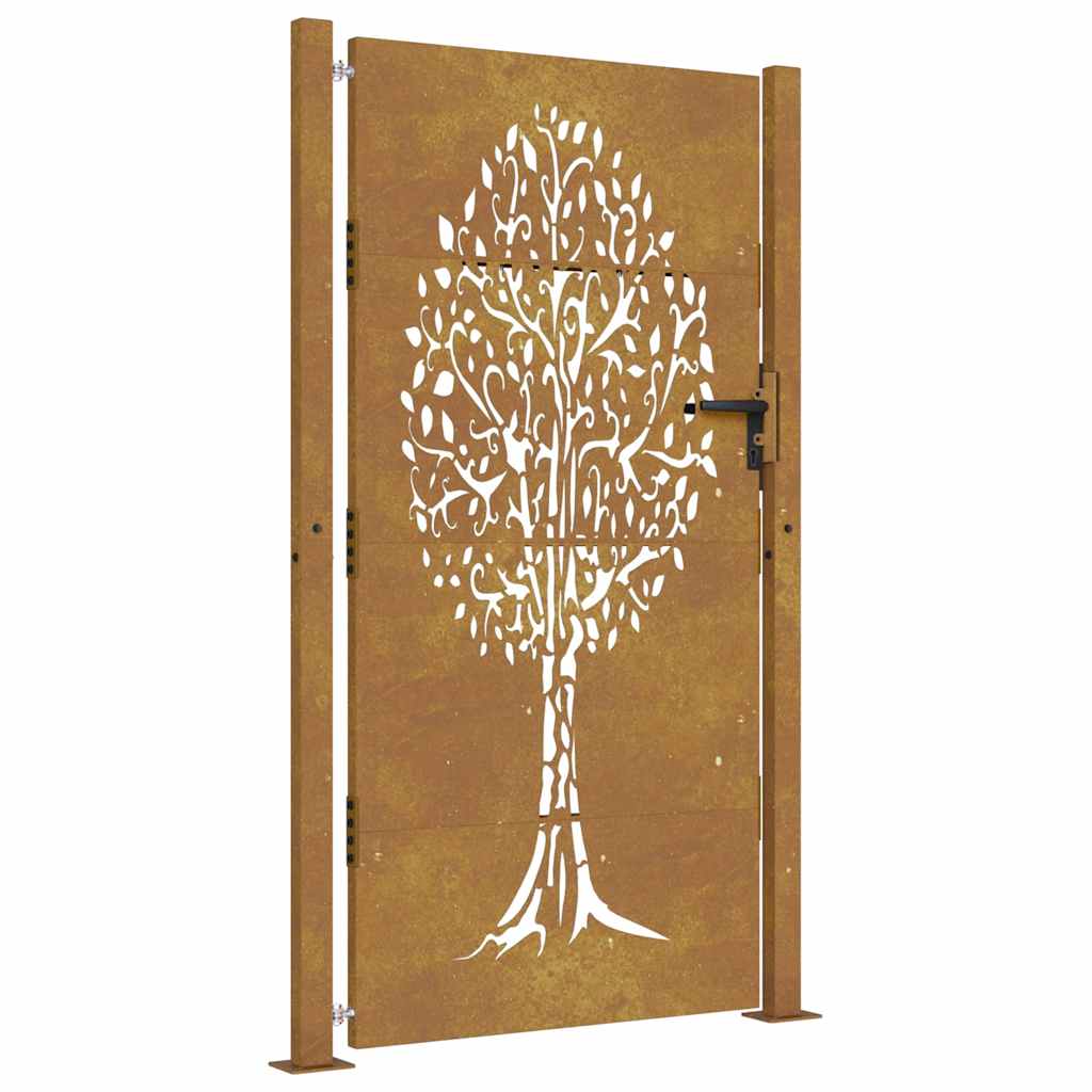 Cancello da giardino 100x200 cm in acciaio Corten con design ad albero