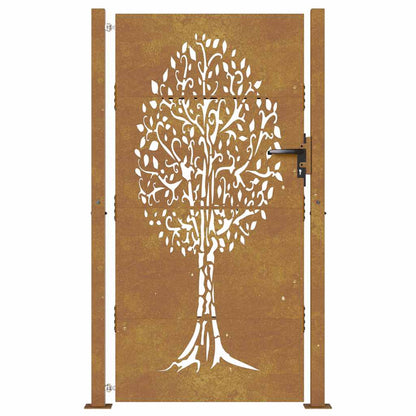 Cancello da giardino 100x200 cm in acciaio Corten con design ad albero