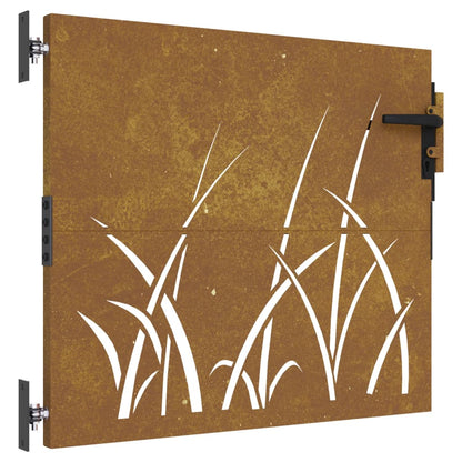 Cancello da Giardino 85x100 cm in Acciaio Corten Design Erba