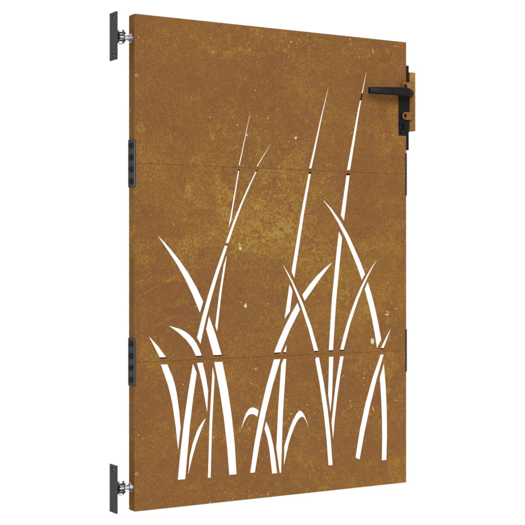 Cancello da Giardino 85x125 cm in Acciaio Corten Design Erba