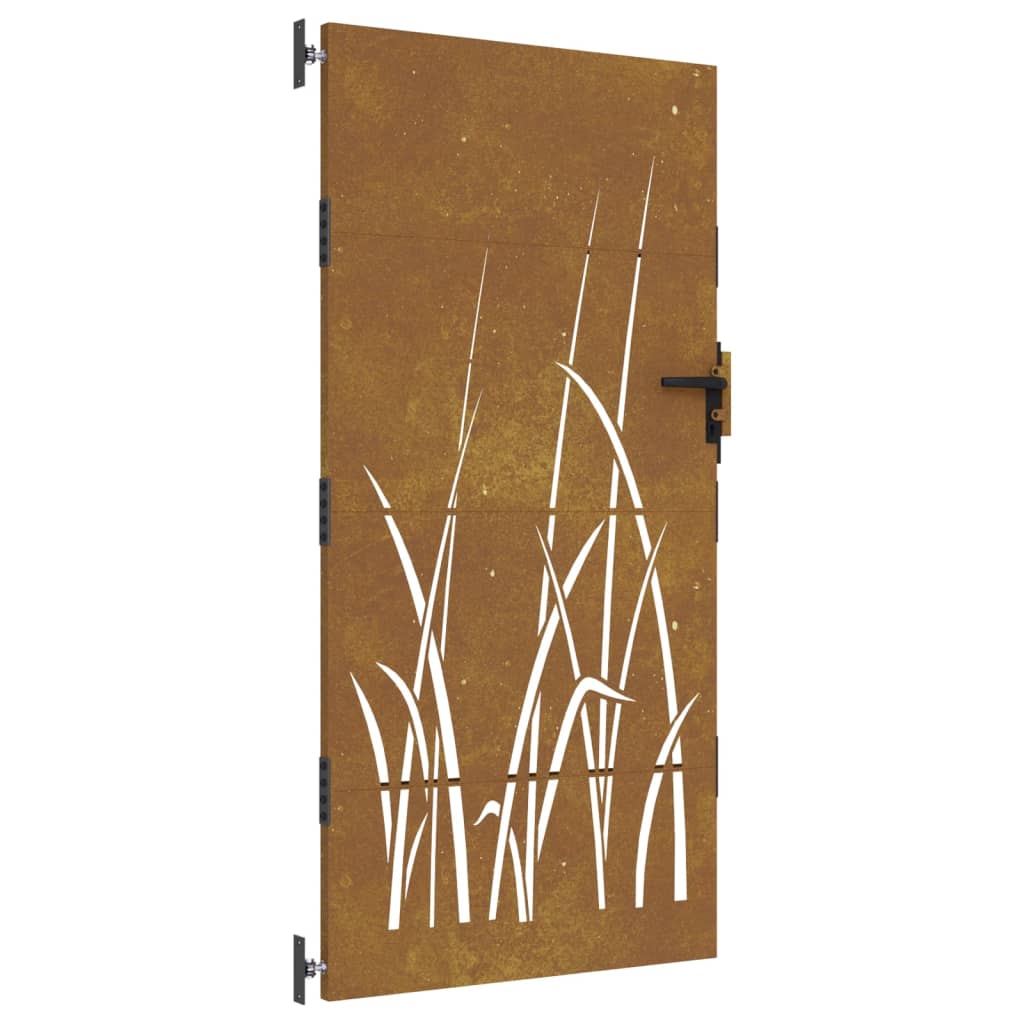 Cancello da Giardino 85x200 cm in Acciaio Corten Design Erba