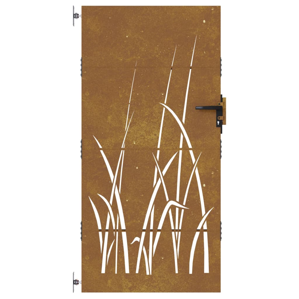 Cancello da Giardino 85x200 cm in Acciaio Corten Design Erba