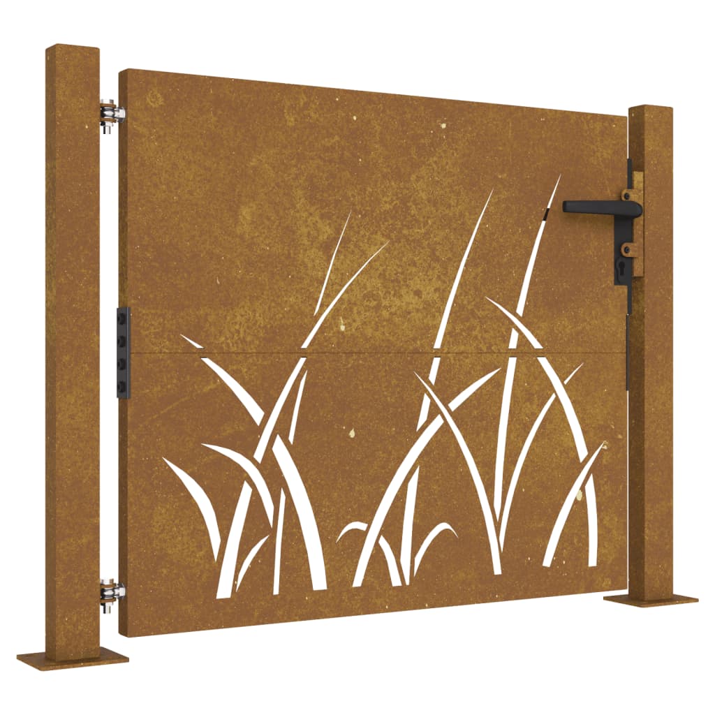 Cancello da Giardino 105x80 cm in Acciaio Corten Design Erba