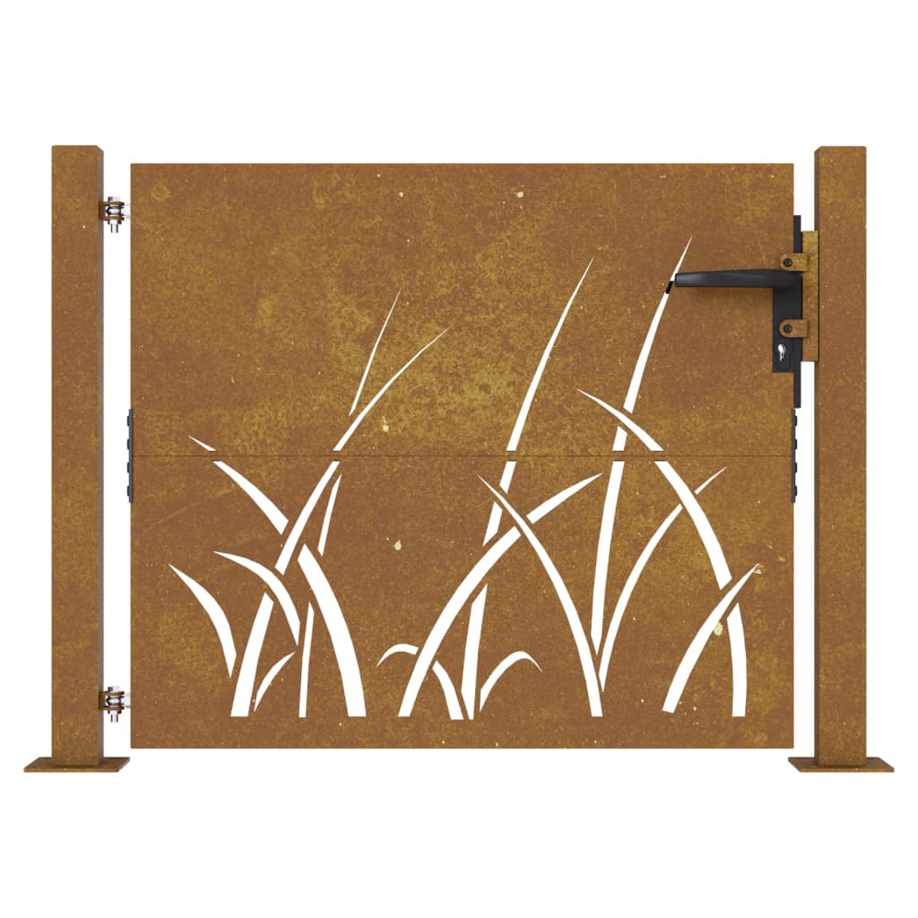 Cancello da Giardino 105x80 cm in Acciaio Corten Design Erba