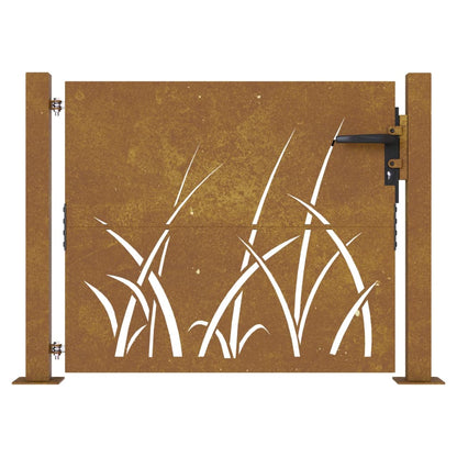 Cancello da Giardino 105x80 cm in Acciaio Corten Design Erba
