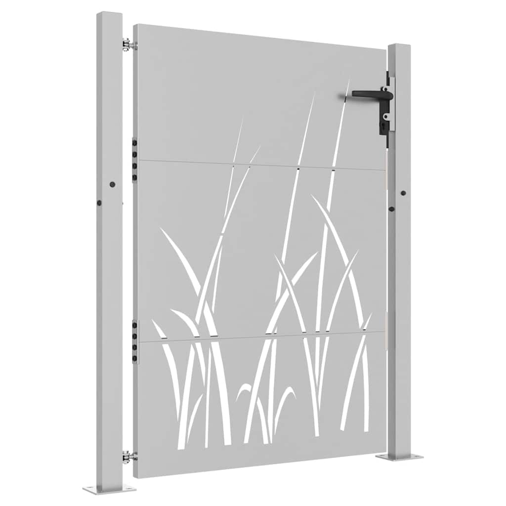 Cancello da giardino 100x125 cm in acciaio Corten con design erba