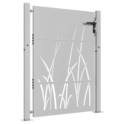 Cancello da giardino 100x125 cm in acciaio Corten con design erba