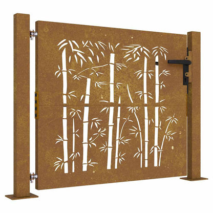 Cancello da giardino 100x75 cm in acciaio Corten e design in bambÃ¹