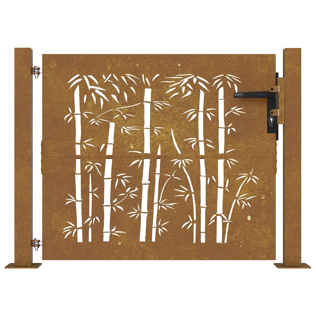 Cancello da giardino 100x75 cm in acciaio Corten e design in bambÃ¹