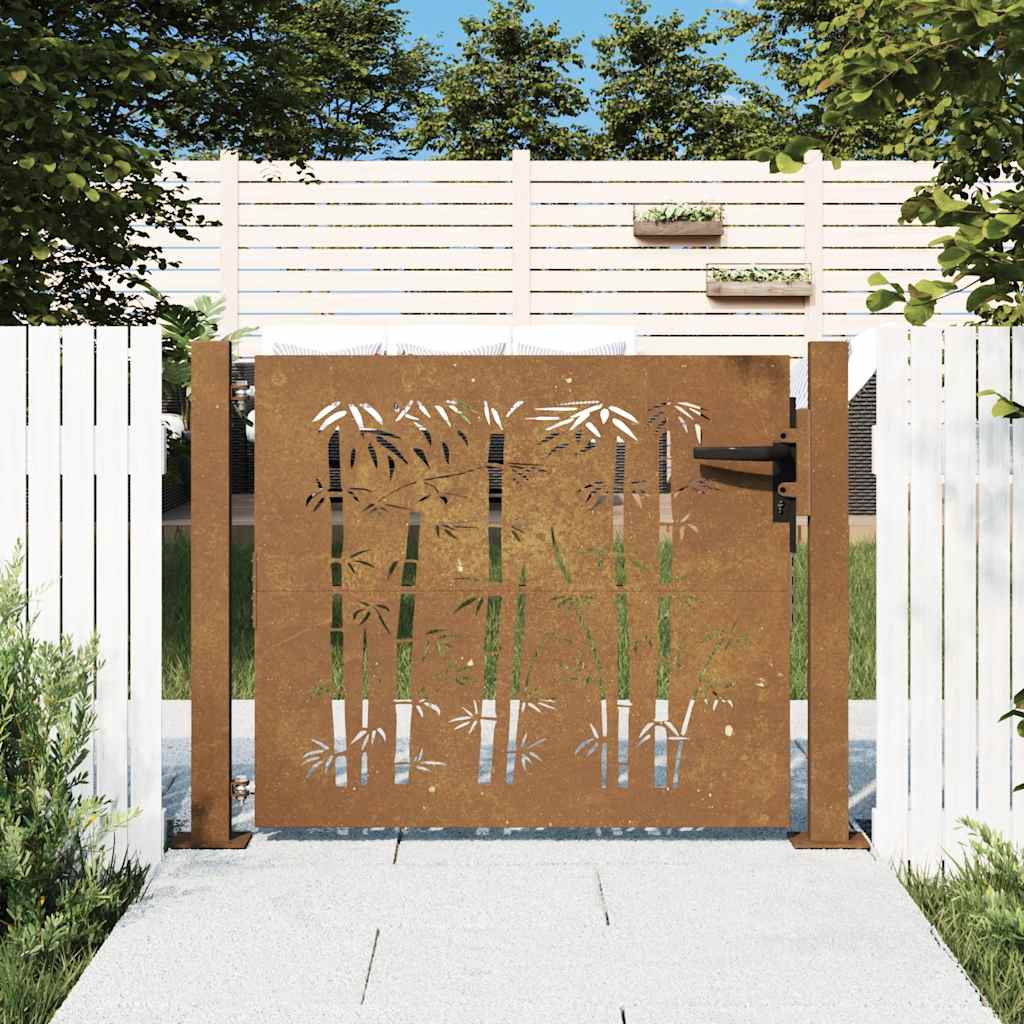 Cancello da giardino 100x75 cm in acciaio Corten e design in bambÃ¹