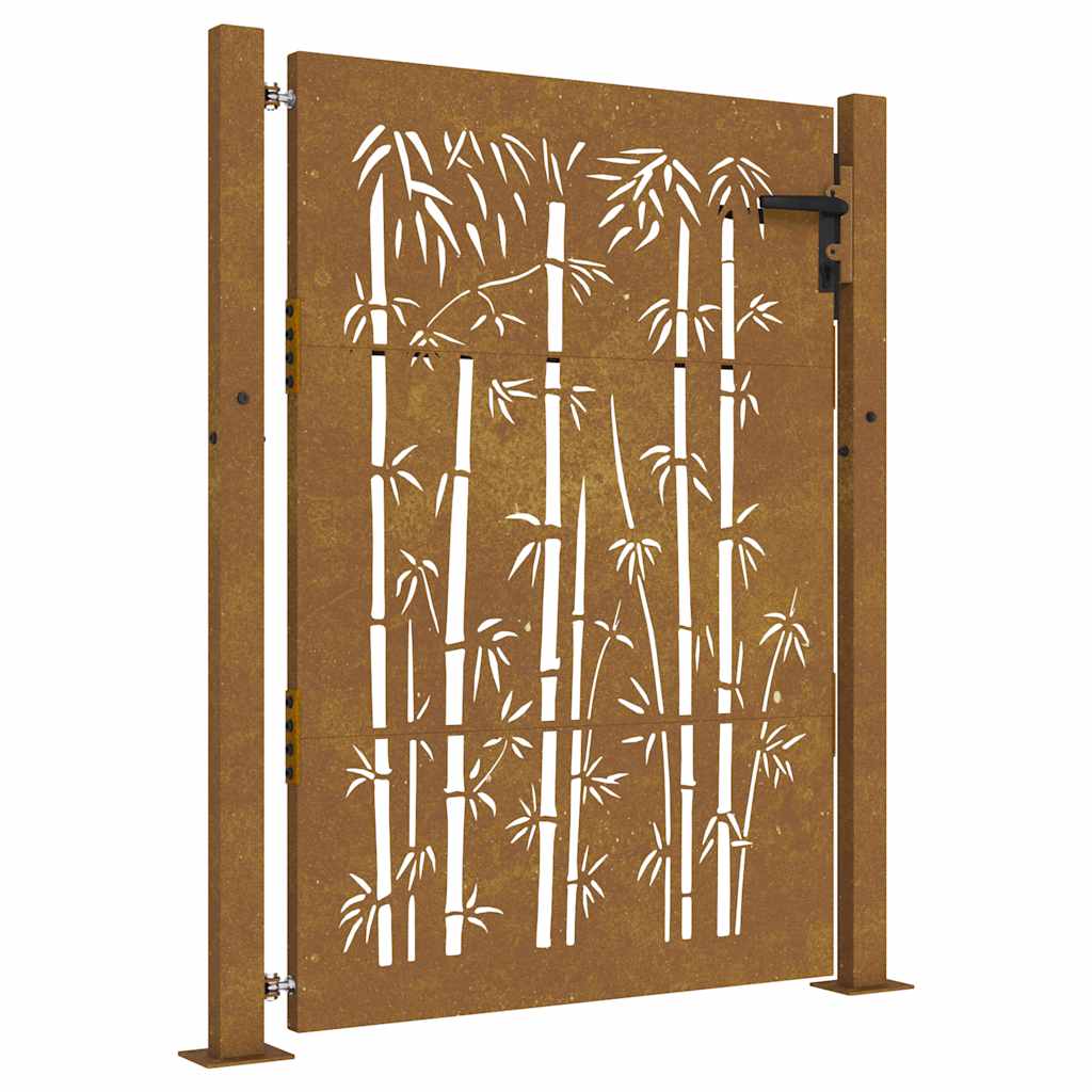 Cancello da giardino 100x125 cm in acciaio Corten e design in bambÃ¹