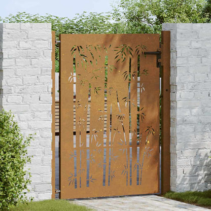 Cancello da giardino 100x150 cm in acciaio Corten e design in bambÃ¹