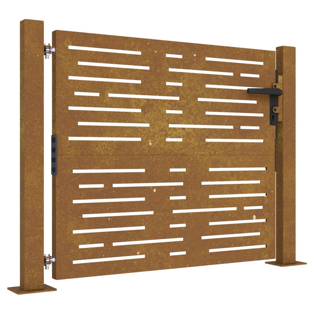 Cancello da Giardino 105x80m in Acciaio Corten Design Quadrato