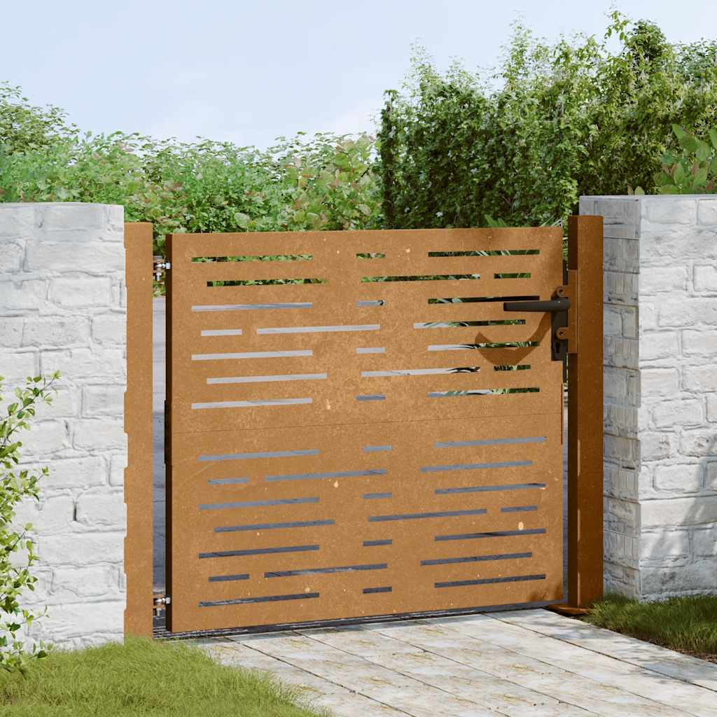 Cancello da giardino 100x100 cm in acciaio Corten design quadrato