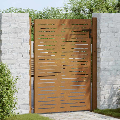 Cancello da giardino 100x125 cm in acciaio Corten design quadrato