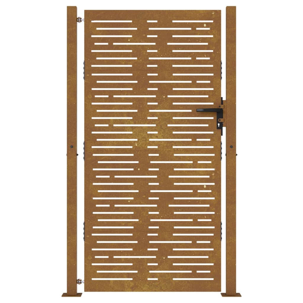 Cancello da Giardino 105x205 cm Acciaio Corten Design Quadrato