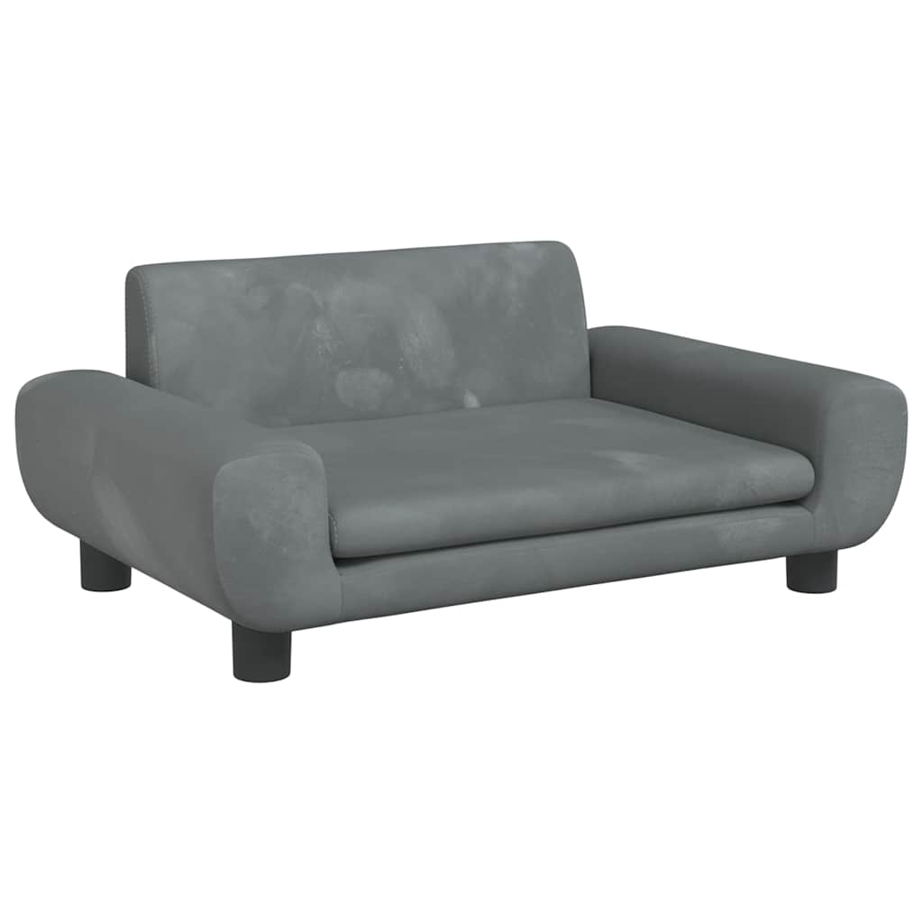 Lettino per Cani Grigio Scuro 70x45x33 cm in Velluto