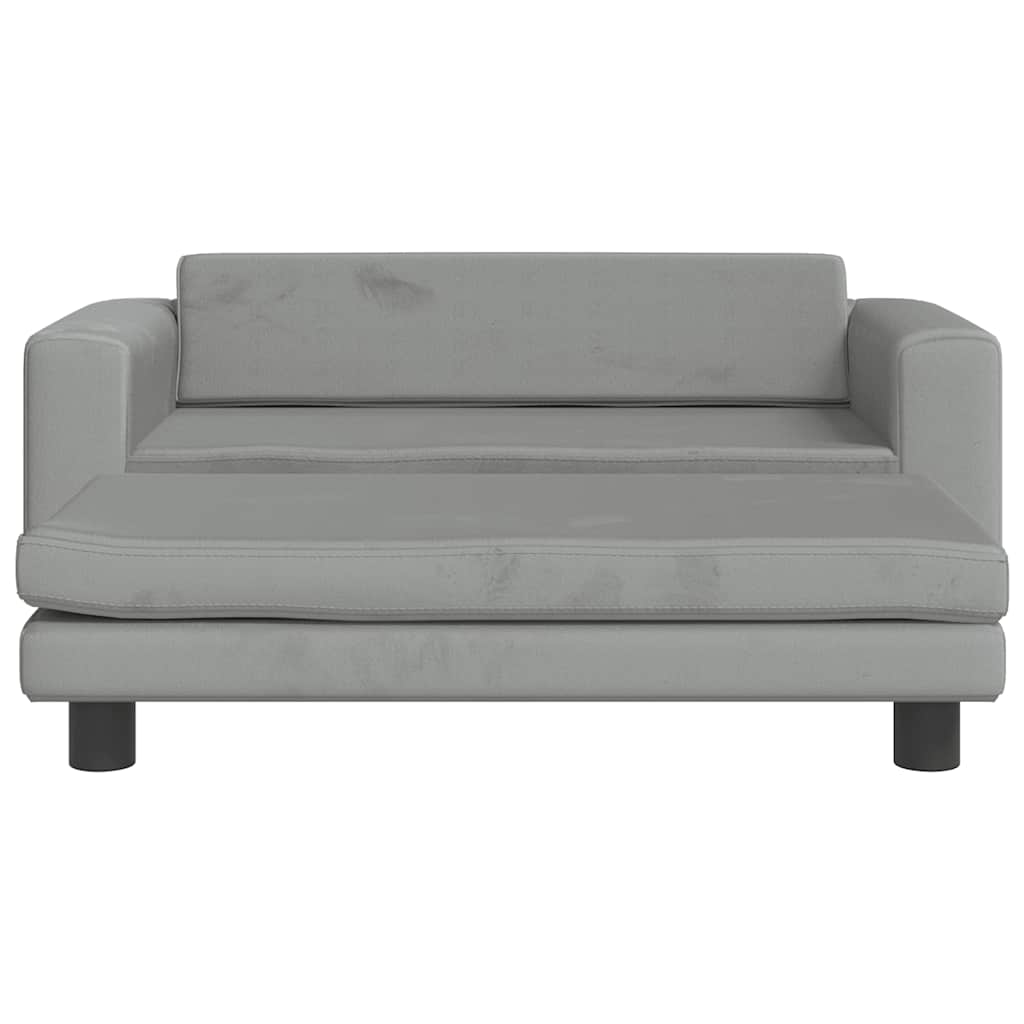 Lettino Cani con Estensione Grigio Chiaro 100x50x30 cm Velluto