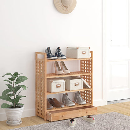 Scarpiera con Cassetto 70x27x81 cm Legno Massello di Noce