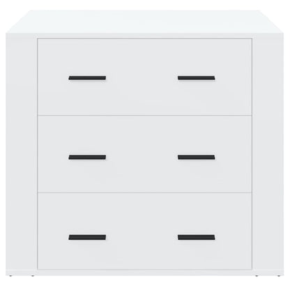 Credenza Bianco Lucido 80x33x70 cm in Legno Multistrato