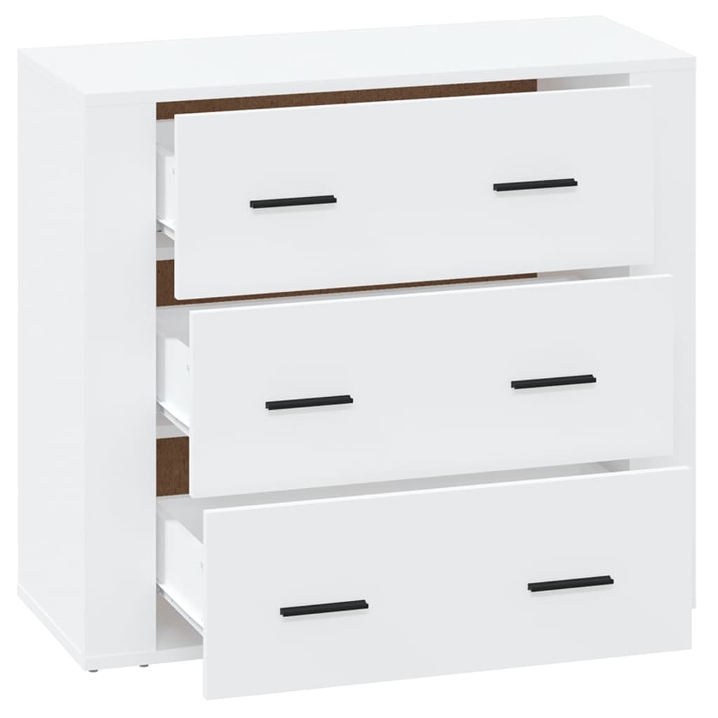 Credenza Bianco Lucido 80x33x70 cm in Legno Multistrato