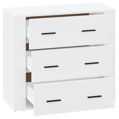 Credenza Bianco Lucido 80x33x70 cm in Legno Multistrato