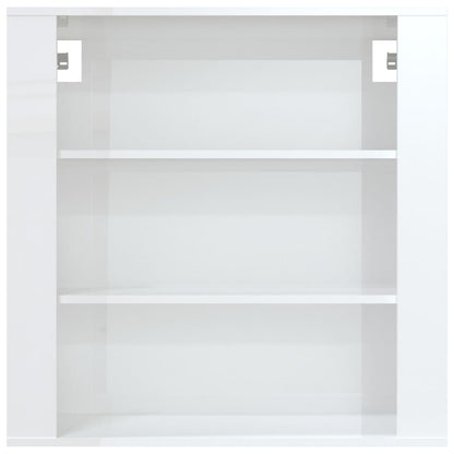 Armadietto a Muro Bianco Lucido 80x33x80 cm Legno Multistrato