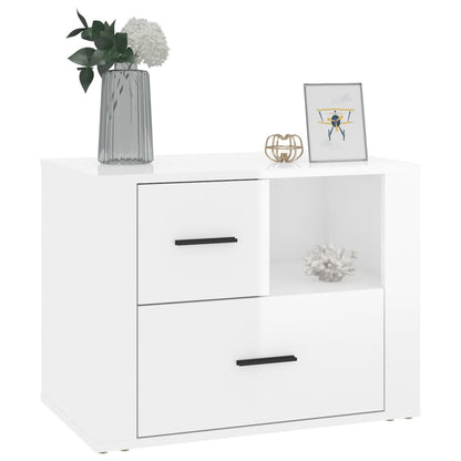 Comodino Bianco Lucido 60x36x45 cm in Legno Multistrato